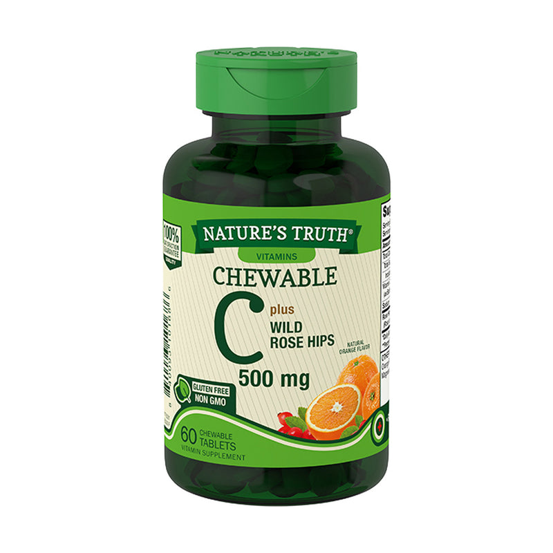 Nature’s Truth Chewable C 500 mcg plus Wild Rose Hips - Vitamins & Supplements for Adult - Sincere Medistore - 美國樂陶維他命C 500毫克加野玫瑰果咀嚼片 - 成人維他命及補充劑 - 友誠網店